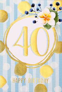 Faltkarte "40 Birthday" - Geburtstag