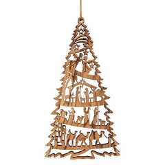 Baumanhänger Olivenholz "Geburt Jesu - Tannenbaum"