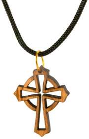 Anhänger "Olivenholz-Kreuz mit Kreis" - mit Baumwollband Anhänger "Olivenholz-Kreuz mit Kreis" - mit Baumwollband