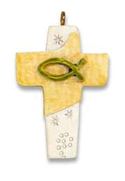 Geschenkanhänger "Kreuz" - Fisch - gelb Geschenkanhänger "Kreuz" - Fisch - gelb